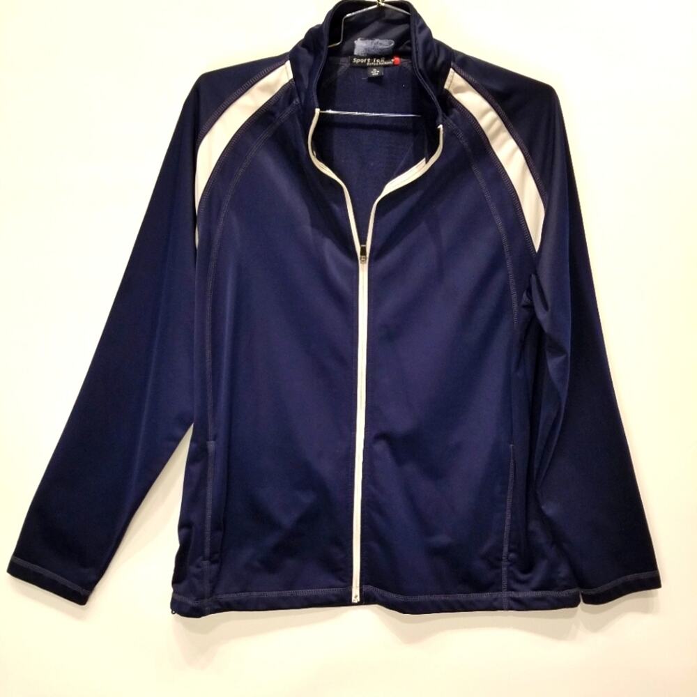 Sport Tek Men's Blue Athletic Workout Jacket Navy Blue Full Zip Clouser Size XL